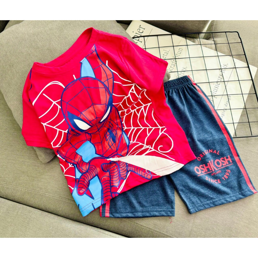 Bộ Đồ Bé Trai 11-40 Kg Set Quần Áo Tay Ngắn Trẻ Em Vải Cotton Chính Phẩm In Hoạt Hình Hot Trend Homie Kids