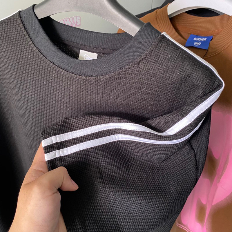 Áo Thun Nowhere Vải Waffle Màu Đen Size 3