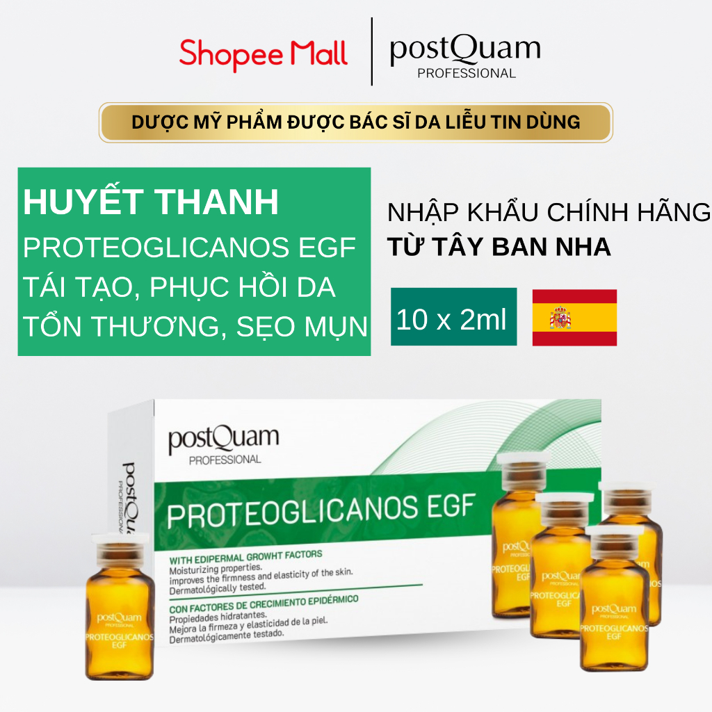 Lẻ Ống Huyết Thanh Proteo EGF Tái Tạo, Tăng Sinh Tế Bào, Trẻ Hóa Da, Giảm Sẹo Mụn POSTQUAM PROTEOGLICANOS EGF 2ml Q95