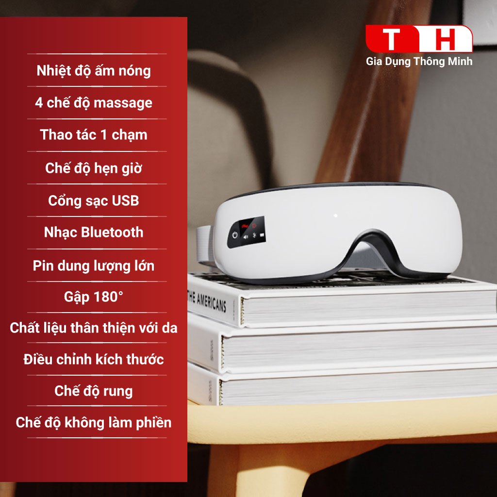 Máy Massage Mắt 4 Chế Độ Massage Kết Hợp Chế Độ Rung Kết Nối Bluetooth Nghe Nhạc Làm Giảm Mỏi Mắt và Lưu Thông Máu
