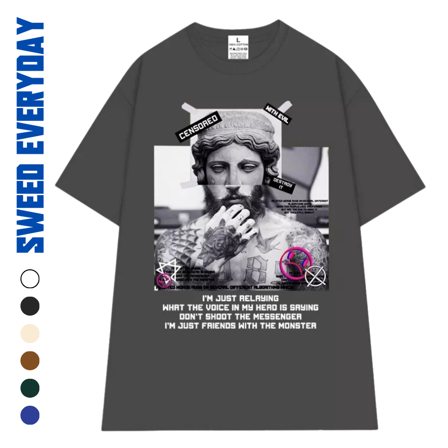 Áo Thun WEED EVERYDAY 100% Cotton Tượng nam 1418 Form Rộng Tay Lỡ
