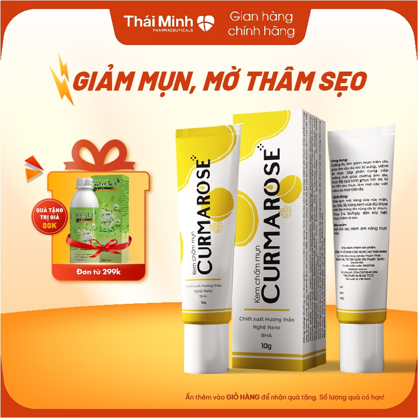Kem chấm mụn Curmarose Thái Minh - Nghệ Nano & BHA giúp giảm mụn, giảm triệu chứng của mụn, mờ thâm hiệu quả - tuýp 10gr