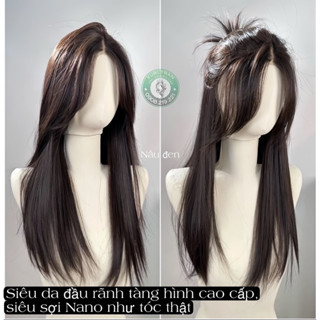 (sẵn)Siêu da đầu móc thủ công,lưới mỏng tàng hình cao cấp,hiệu ứng như da đầu thật.Nâng cấp sợi nano . ( tặng lưới )