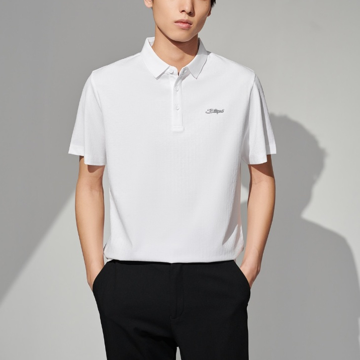 HLA - Áo POLO nam ngắn tay mềm mịn thoáng mát đàn hồi Elastic soft comfortable solid white Polo shirt