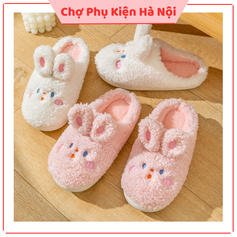 Dép bông đi trong nhà hình Thỏ đáng yêu siêu êm giữ ấm mùa đông chống trượt A147 Chợ Phụ Kiện Hà Nội