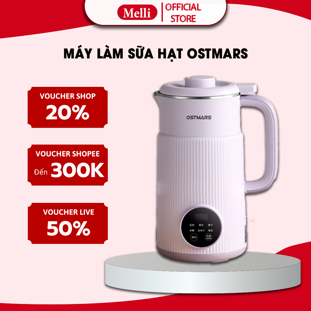 Máy Làm Sữa Hạt Melli Dung Tích 800ml Làm Sữa Đậu Nành Xay Sinh Tố Đa Năng Chất Liệu Inox 304 Hẹn Giờ Thông Minh