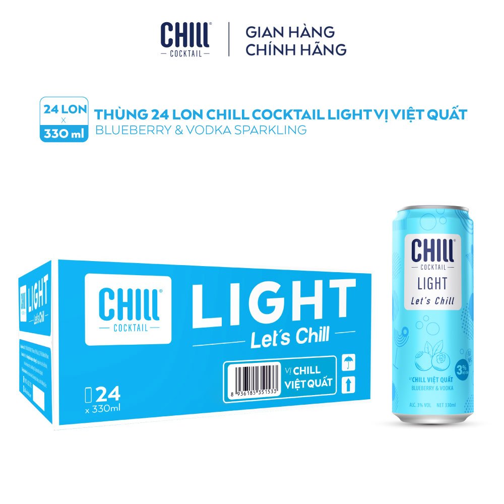 Thùng 24 lon Chill Cocktail vị Việt Quất 330ml/lon