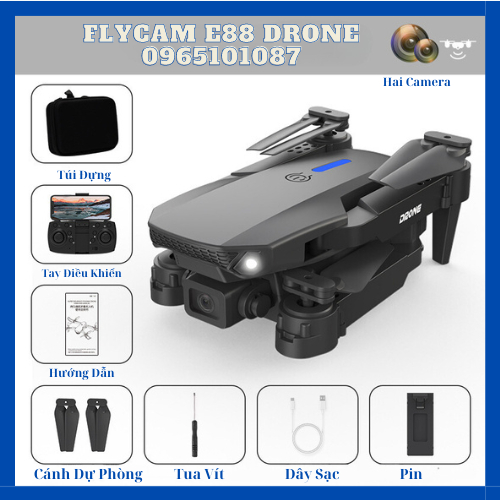 Flycam E88 Pro Mini Chất Lượng 4K HD, Kết Nối Wifi Với ĐIện Thoại, Điều Khiển Từ Xa Quay Phim Và Chụp Ảnh Trên Không