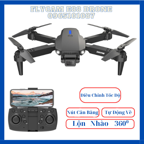 Flycam E88 Pro Mini Chất Lượng 4K HD, Kết Nối Wifi Với ĐIện Thoại, Điều Khiển Từ Xa Quay Phim Và Chụp Ảnh Trên Không
