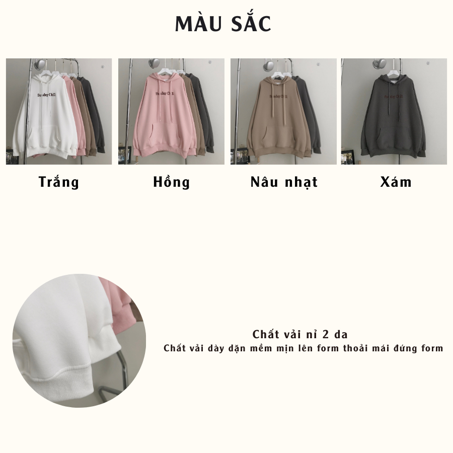 Áo hoodie nữ form rộng chất vải nỉ 2 da dày dặn XIYIN 10637 - Jemcloset