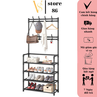 Kệ để giày dép kèm móc treo đồ - kệ giày dép chữ h có móc treo đa năng mẫu mới 2023 4 tầng kèm móc treo đa năng vs store