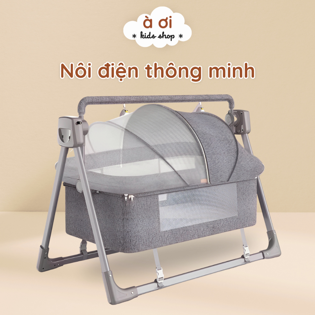 Nôi Điện Cho Bé, Nôi Đưa Tự Động - Điều Khiển Từ Xa, Phát Nhạc - Kết nối Bluetooth - À Ơi Home