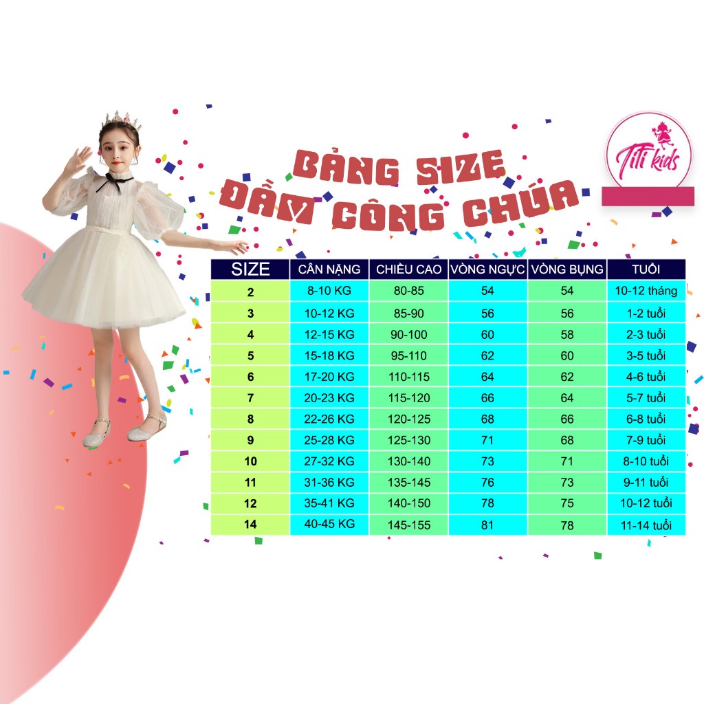 Đầm Váy Công Chúa Cho Bé Gái TiTiKids Đầm Tầng Nơ CC267
