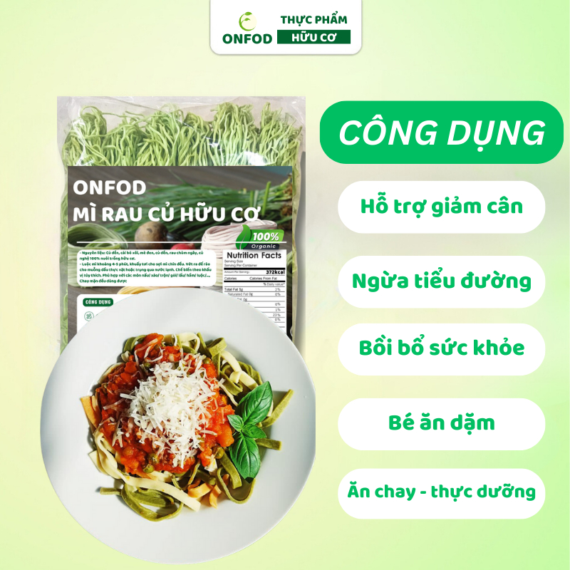 Mì rau củ hữu cơ ONFOD ăn kiêng giảm cân cho người tiểu đường, healthy eatclean gym yoga mẹ bầu bé ăn dặm 300g