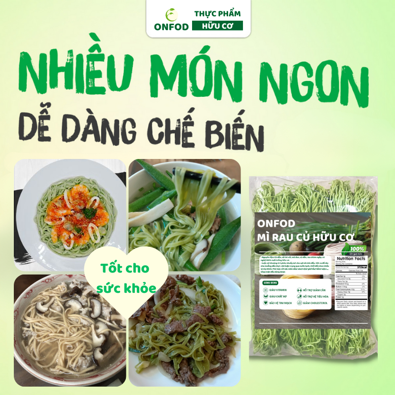 Mì rau củ hữu cơ ONFOD ăn kiêng giảm cân cho người tiểu đường, healthy eatclean gym yoga mẹ bầu bé ăn dặm 300g