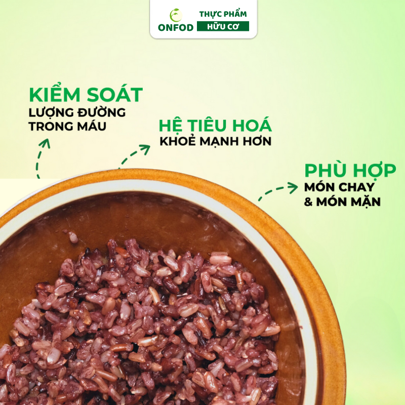 Gạo lứt dẻo điện biên tam sắc hữu cơ 1kg ONFOD, mix gạo lức đen lứt đỏ lứt séng cù ăn kiêng hỗ trợ giảm cân thực dưỡng
