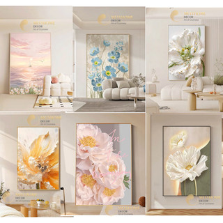 60x90 -Tranh Treo Tường Canvas Cao Cấp Trắng Vàng Hoa mẫu Đơn Hoa Hướng Dương Hoa Tulip Trang Trí Phòng KHách/ phòng ngủ