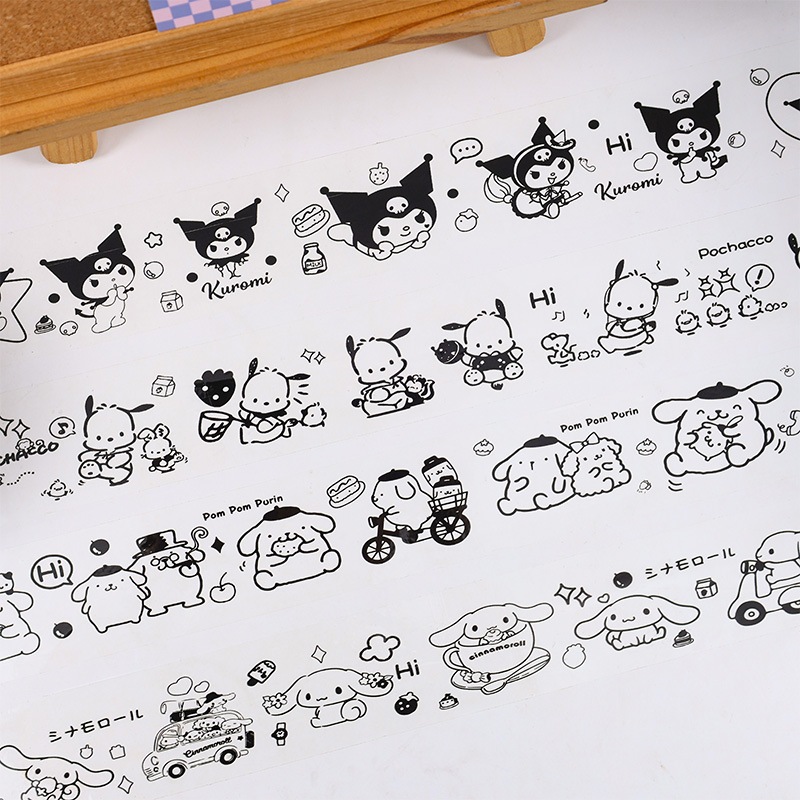 Băng keo gói hàng cute họa tiết trắng đen dễ thương