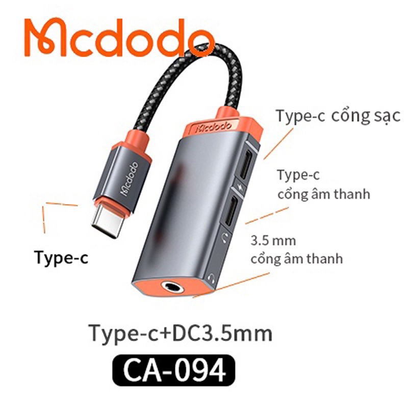 Cáp chuyển đổi tai nghe Mcdodo CA-094 hỗ trợ chơi game tiện dụng