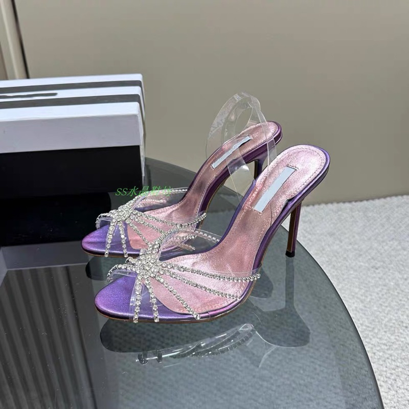 ORDER 🪻 Giày Korea dây trong mảnh hạt đá gót nhọn 10cm 35-39