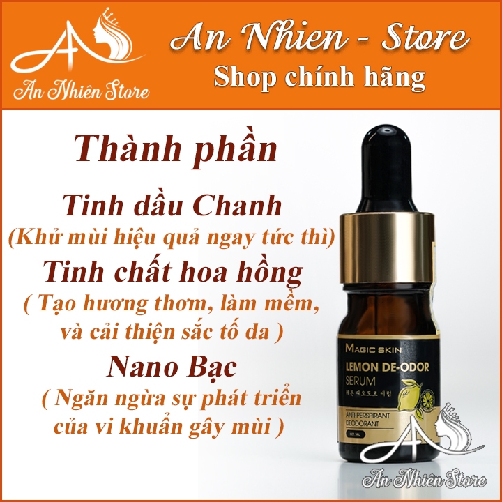 Serum khử mùi hôi cơ thể hiệu quả 72 giờ khô thoáng Magic Skin_Lemon De-odor🍋🍋🍋 tinh dầu chanh, muối nhôm khử mùi đỉnh