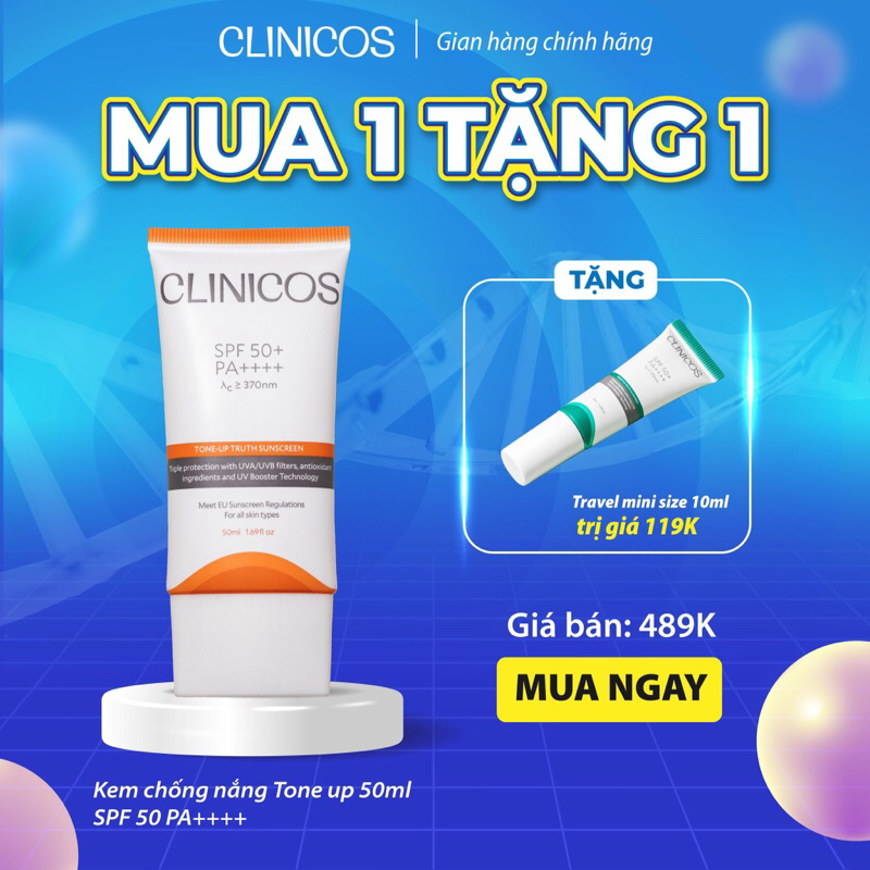 Kem Chống Nắng CLINICOS TONE UP Nâng Tone Tự Nhiên 50ml