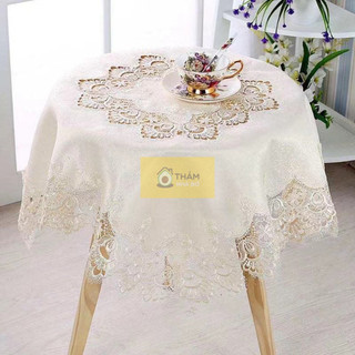 Khăn trải bàn tròn khăn trải bàn cà phê chất liệu vải ren sang trọng