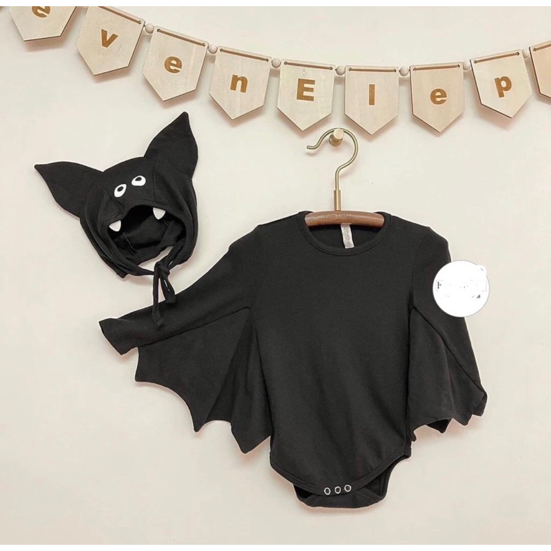 BLACK Body cánh dơi đen tặng mũ cho bé