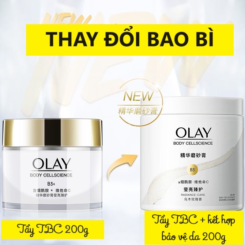 Kem tắm tẩy tế bào chết trắng da OLay Body B3+