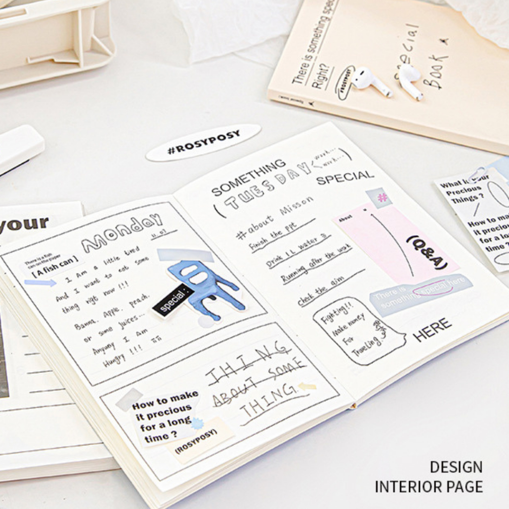 Sổ Tay SPECIAL BOOK Rosy Posy 120 Trang Nhiều Layout Định Lượng 100 GSM Tặng Kèm Stickers/ Card/ Bookmark