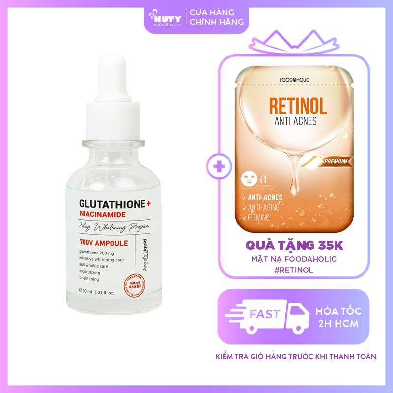 Serum Dưỡng Sáng Da Angel’s Liquid 7day Whitening Program Glutathione 700 V-Ample 5% Niacinamide
