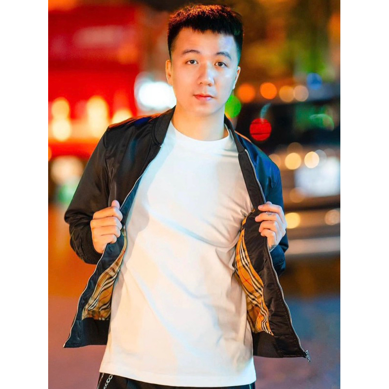 Áo khoác bomber bbr có hoạ tiết logo đơn giản hai lớp khoá kéo màu đen thời trang phong cách giới trẻ size từ s đến xl