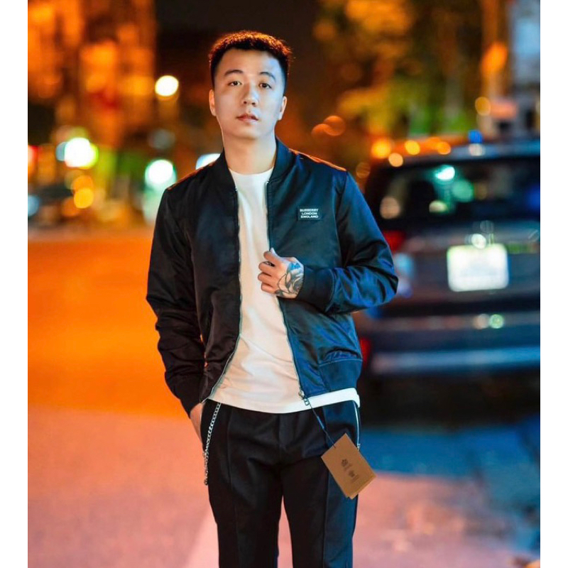 Áo khoác bomber bbr có hoạ tiết logo đơn giản hai lớp khoá kéo màu đen thời trang phong cách giới trẻ size từ s đến xl