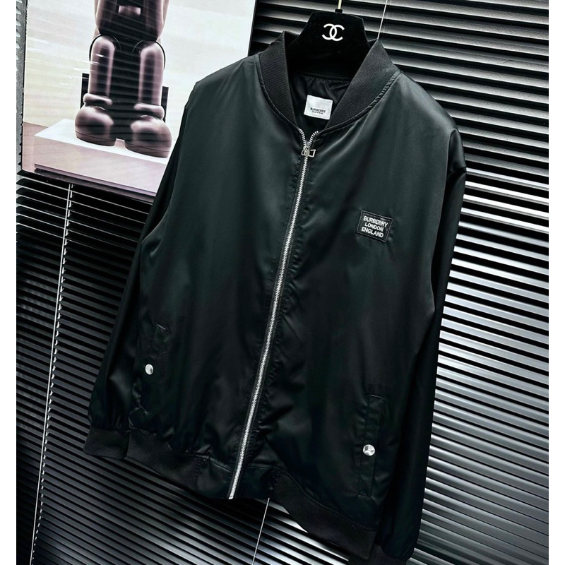 Áo khoác bomber bbr có hoạ tiết logo đơn giản hai lớp khoá kéo màu đen thời trang phong cách giới trẻ size từ s đến xl