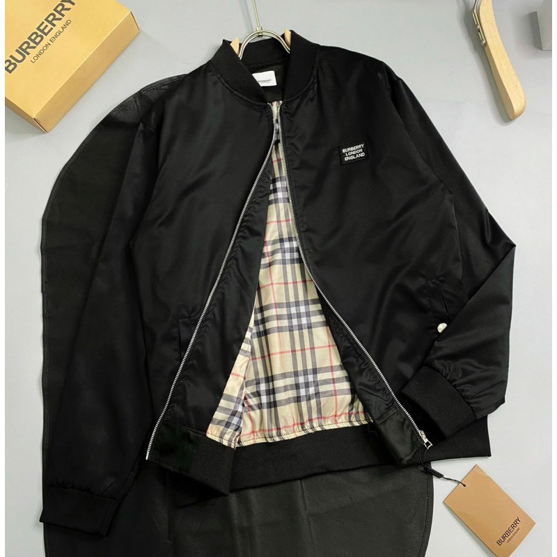 Áo khoác bomber bbr có hoạ tiết logo đơn giản hai lớp khoá kéo màu đen thời trang phong cách giới trẻ size từ s đến xl