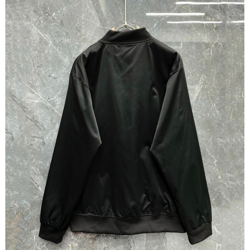 Áo khoác bomber bbr có hoạ tiết logo đơn giản hai lớp khoá kéo màu đen thời trang phong cách giới trẻ size từ s đến xl