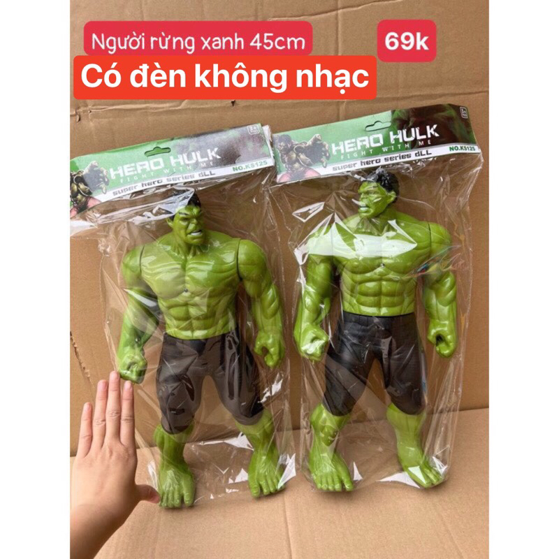 MÔ HÌNH SIÊU NHÂN HULK SIÊU ANH HÙNG NGƯỜI RỪNG XANH CHO BÉ CÓ ĐÈN SIZE 45CM