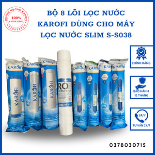 Bộ 8 lõi lọc nước karofi dùng cho máy lọc nước slim s-s038 với lõi số 2 cto, màng ro 100, 4 lõi cn 5,6,7,8