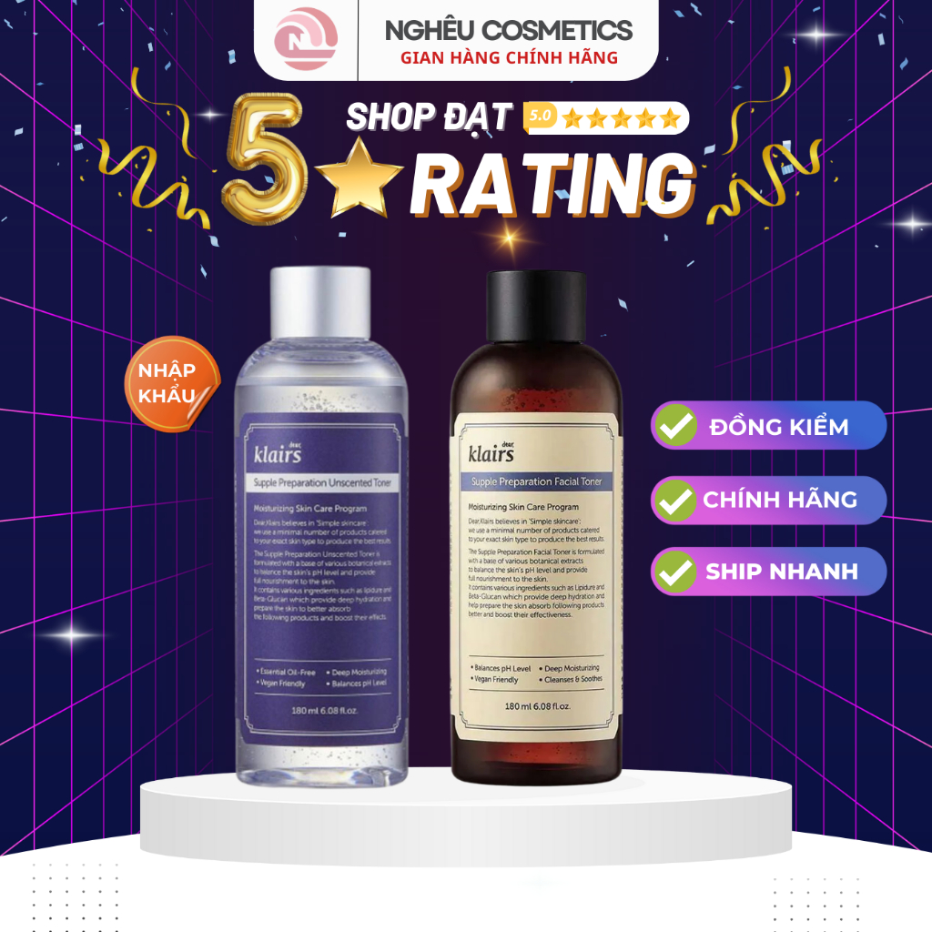  Nước Hoa Hồng Toner Klairs Không Mùi Dưỡng Ẩm Làm Dịu Da Thu Nhỏ Lỗ Chân Lông 180ML Nhập Khẩu Chính Hãng 