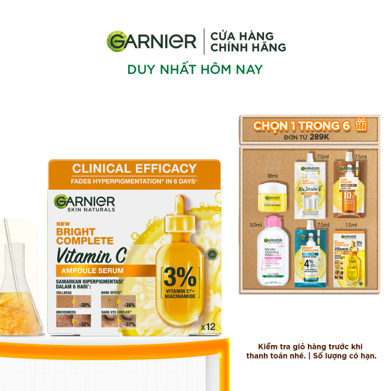 Dưỡng chất cô đặc Garnier Bright Complete VitaminC Ampoule Serum 1.5ml x 12