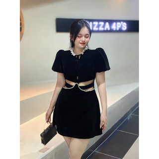 🌈BIGSIZE  ĐẦM CUT EO VIỀN CỔ VỀ THÊM MÀU🌈