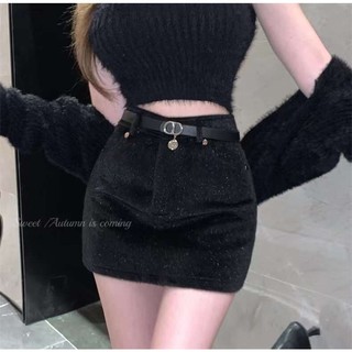 Chân váy dạ lông, dáng ôm ảnh thật