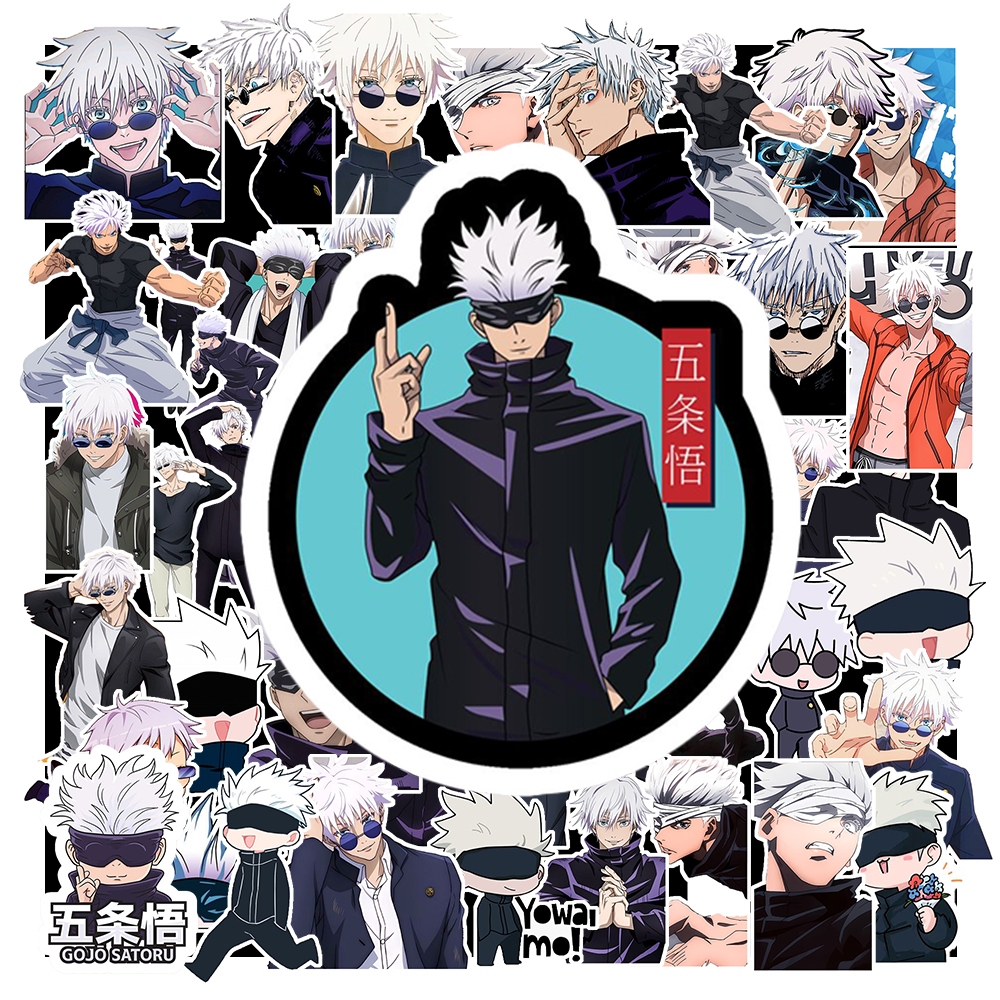 Combo 50 Sticker Gojo chống nước sticker dán laptop, điện thoại, đàn guitar, mũ bảo hiểm, vali