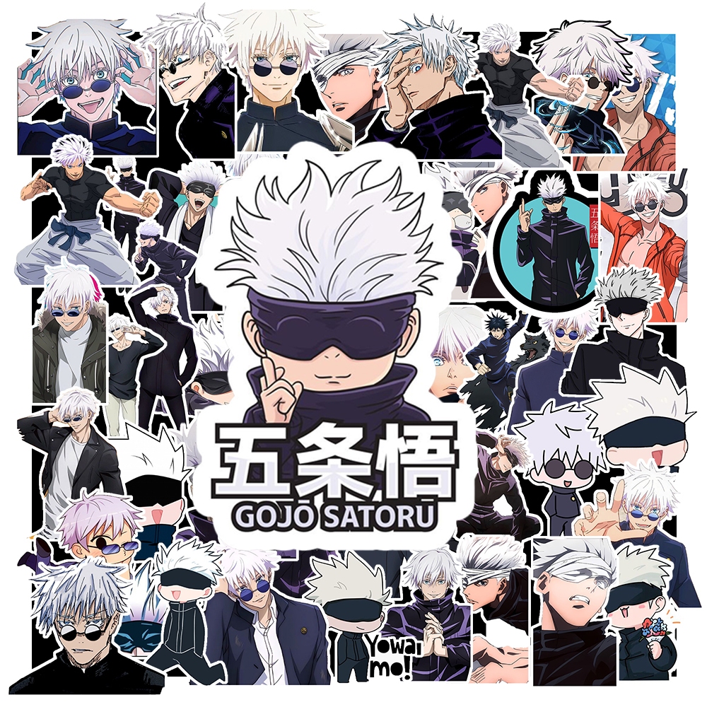 Combo 50 Sticker Gojo chống nước sticker dán laptop, điện thoại, đàn guitar, mũ bảo hiểm, vali