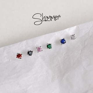 [OUTLET] Bông Tai, Hoa Tai Nữ Bạc 925 Cao Cấp SHIMMER SILVER OUTLET 9 Nụ Đính Đá Nhiều Màu Lấp Lánh