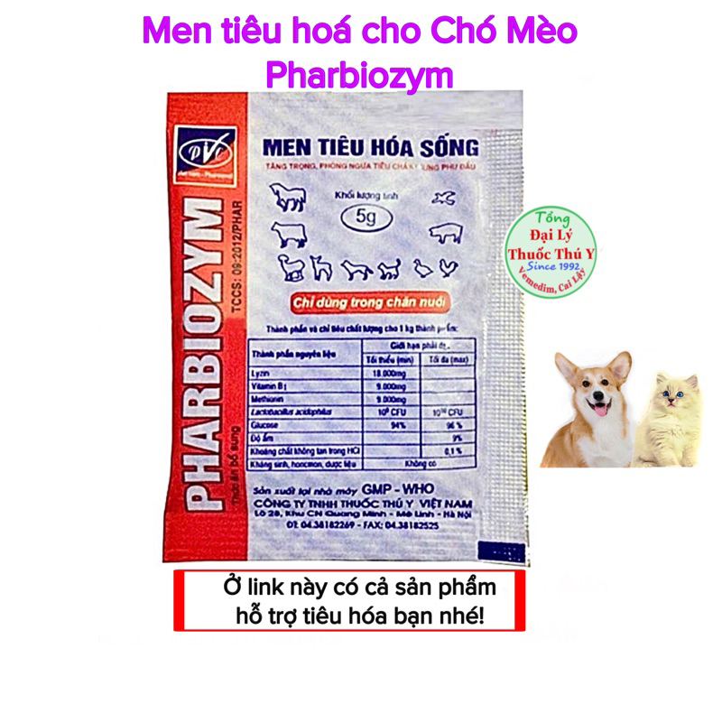MEN TIÊU HOÁ sống cho chó mèo, Pharbiozym