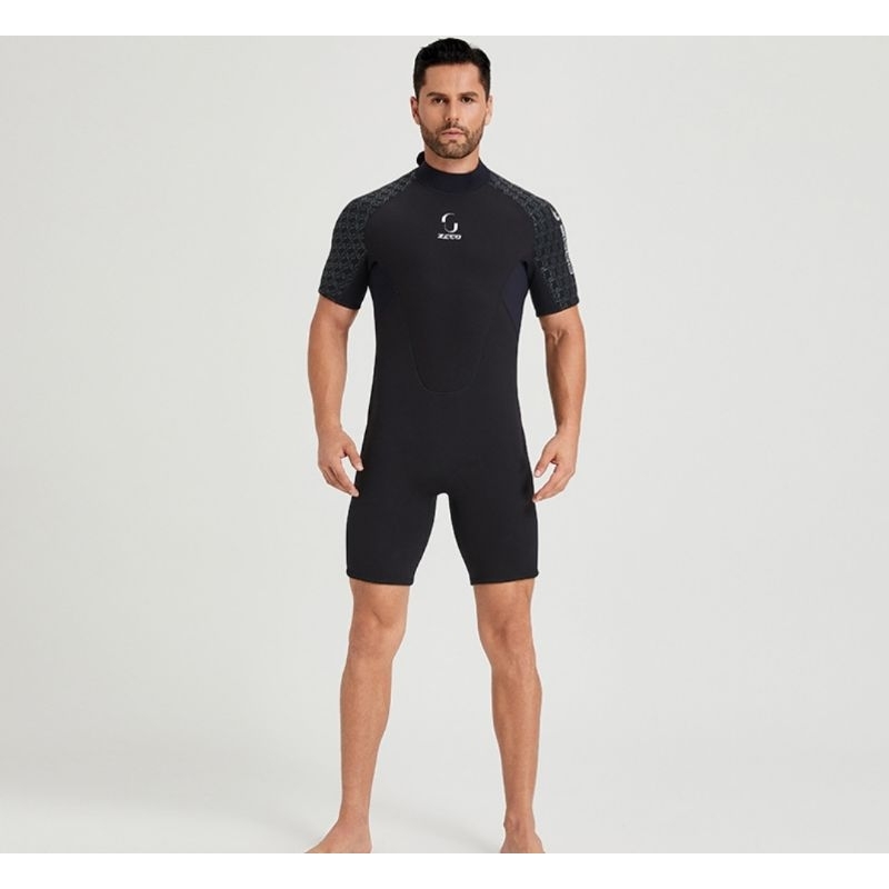 Bộ bơi giữ nhiệt ngắn tay 3mm cho nam zcco MS302-B màu đen cản gió, giữ ấm, chống nắng