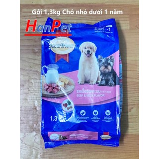 Hanpet.Thức ăn dạng hạt cao cấp Smartheart Puppy 1,3kg (dành cho chó dưới 1 năm tuổi)