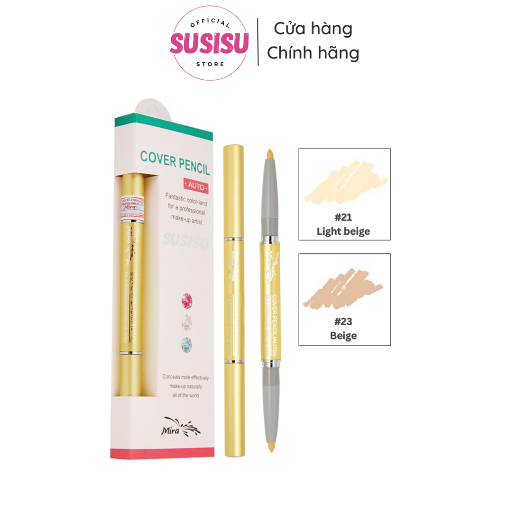 Chì che khuyết điểm 2 đầu Mira Cover Pencil 7g #21 (Light Beige - Sáng) #23 (Beige - Tự nhiên)