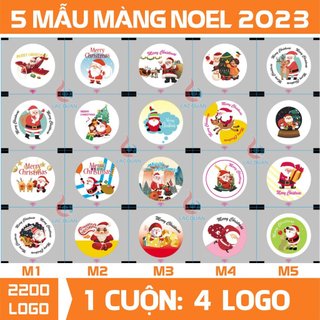 Cuộn màng dập cốc, màng dập nắp cốc trà sữa, màng ép ly in sẵn mẫu Noel Merry Christmax 2023 mẫu ngẫu nhiên
